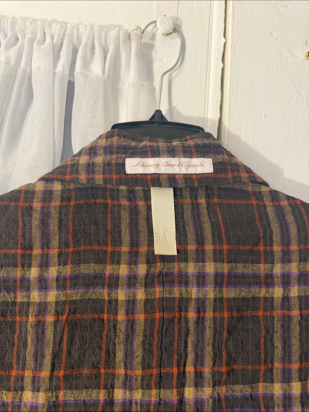Advisory Board Crystals ABC Plaid Long Coat Jacket Men’s Large Linen Blend - Picture 11 of 12